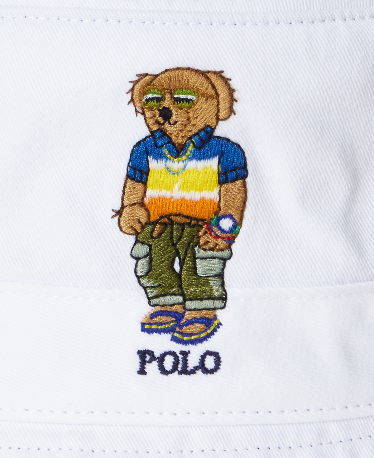 Polo Ralph Lauren Chino Novelty Bear Loft Bucket Hat In White