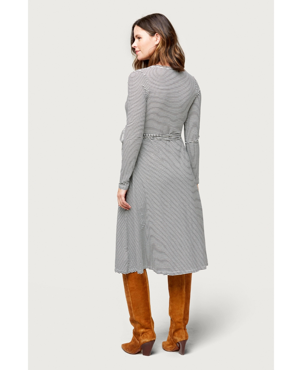 Nom Maternity Maternity Tessa Nursing Wrap Dress - Black and White Striped