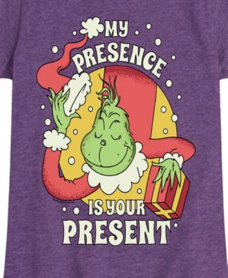Big Girls My Presence is Your Present Grinch Graphic Short Sleeve Tee