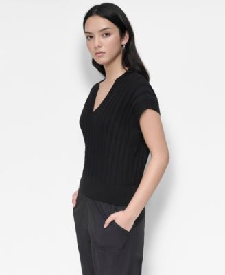 Women's Ribbed Short-Sleeve Sweater