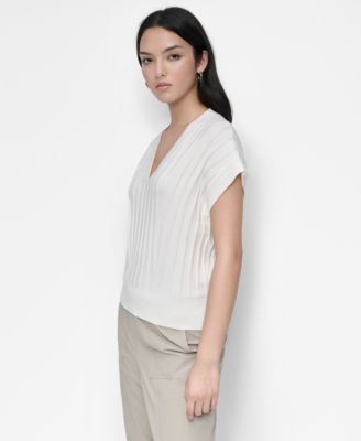 Women's Ribbed Short-Sleeve Sweater