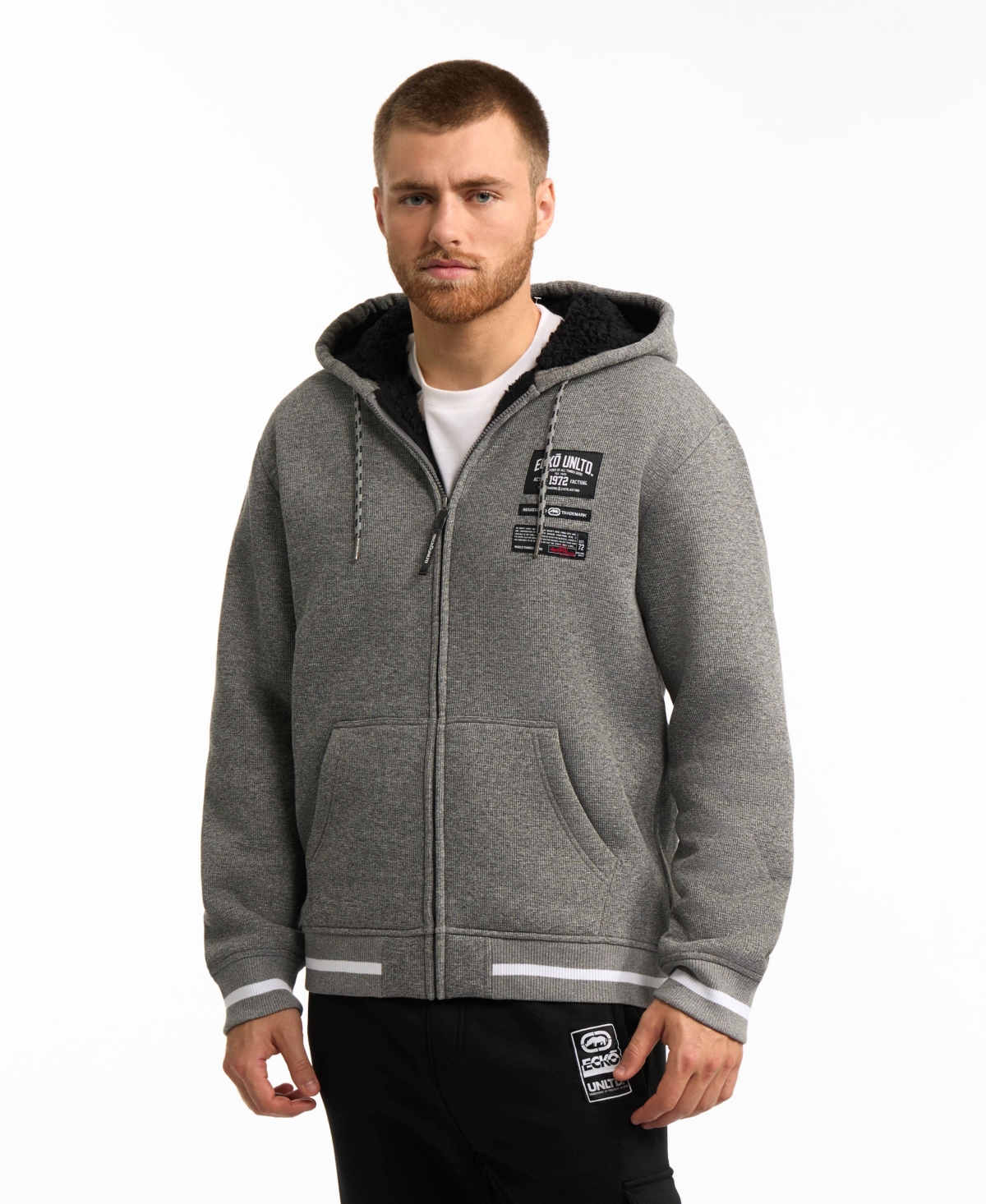 Men's Unique Sherpa Hoodie - Gray Marled