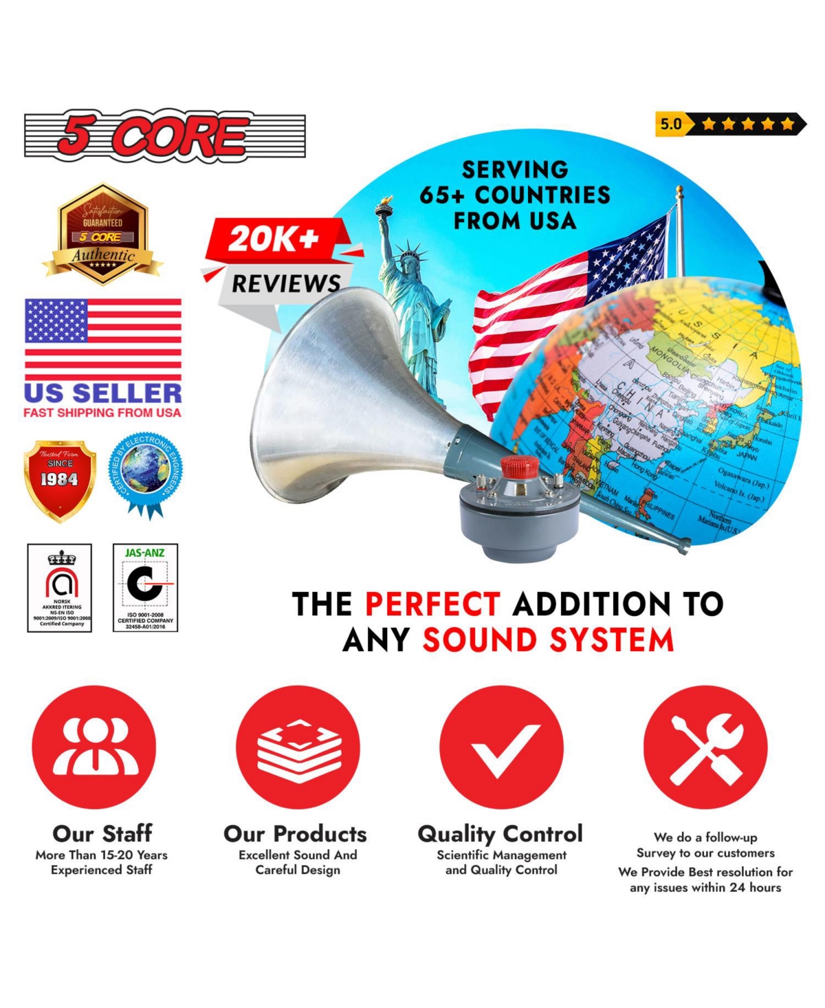 5 Core Pa Horn Speaker 800W Pmpo Compression Driver in Trumpet Throat Loud Audio System