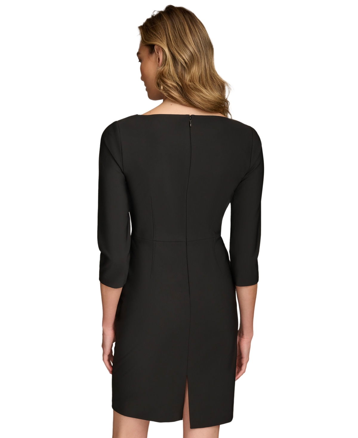 Donna Karan Womens Mini Asymmetric Sheath Dress In Black