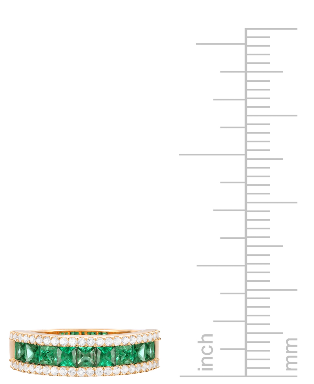 Lab Grown(1 ct. t.w.) & Diamond (1/3 ct. t.w.) Channel Set Band in 14k Gold - Emerald