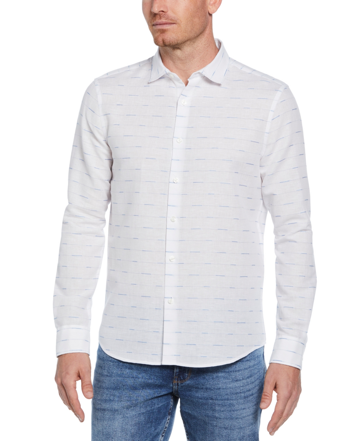 Men's Untucked Dobby-Weave Shirt - Bright White
