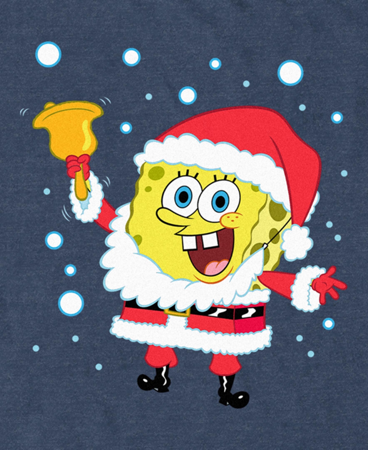 Fifth Sun Men's Spongebob Santa Bell Short Sleeve T-shirt In Navy Heather