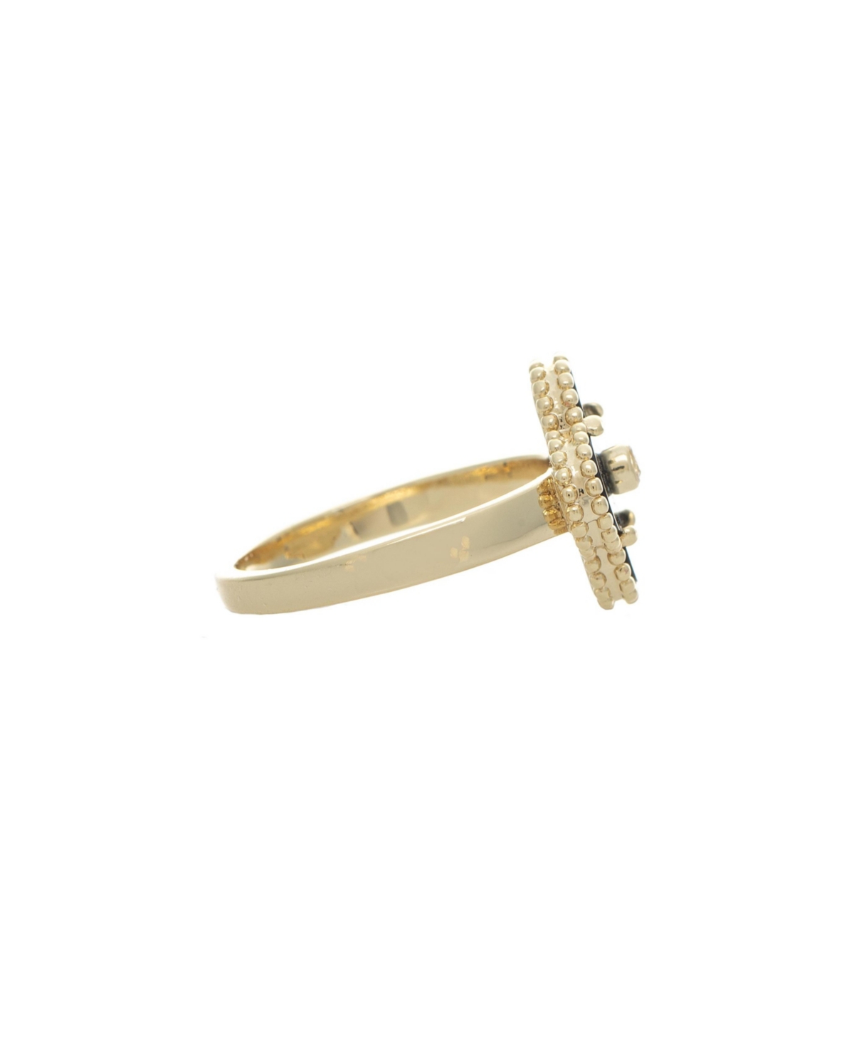 Rivka Friedman Onyx + Cubic Zirconia Clover Ring - Gold with black onyx