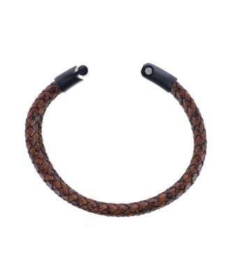 Loose Fit Simple 2 Band Braided Secure Clasp Leather Bracelet