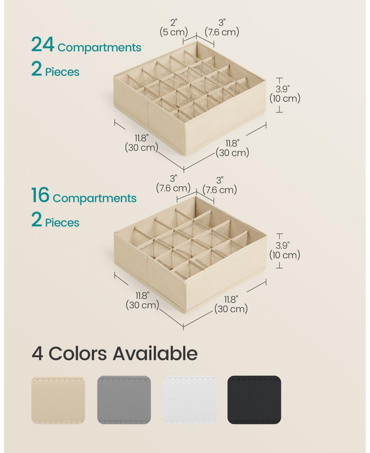 Slickblue Set of Drawer Organizers for Underwear and Closet Storage