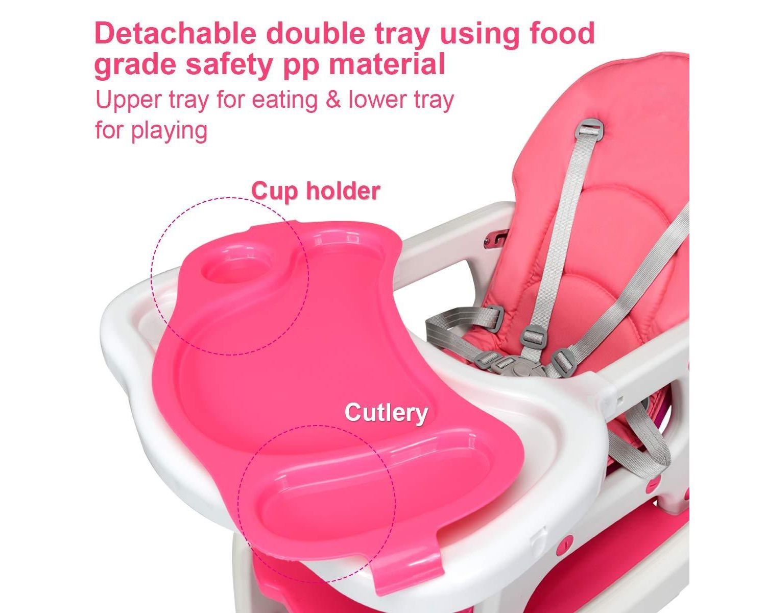 3-in-1 Baby High Chair with Lockable Universal Wheels
