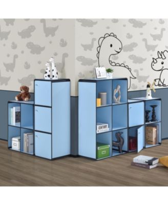 Dothan Wood 3-Cubed Closed Bookcase - Storage Shelf Organizer Bookshelf