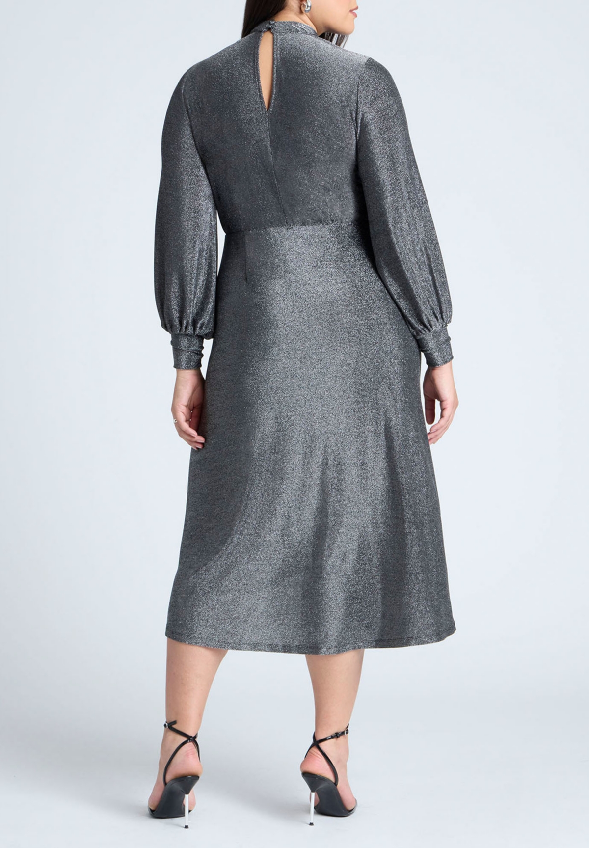 Eloquii Plus Size Mock Neck Lurex Midi