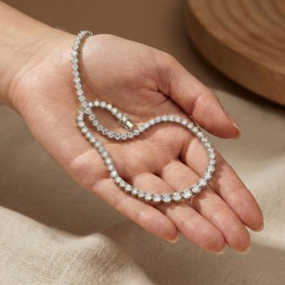 Elegant Cubic Zirconia Graduated Tennis Chain Necklace