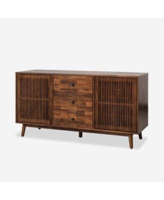 Crrillus Mid-century 58'' Wide 3 Drawer Sideboard with Slatted Doors
