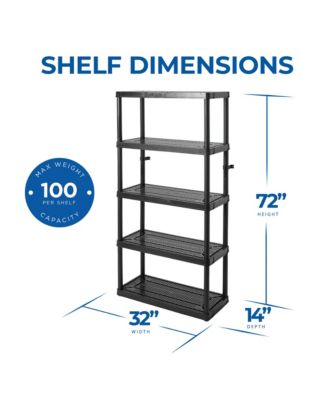 5 Shelf Fixed Height Ventilated Medium Duty Storage Unit, Black