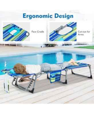 Folding Beach Lounge Chair with Pillow for Outdoor
