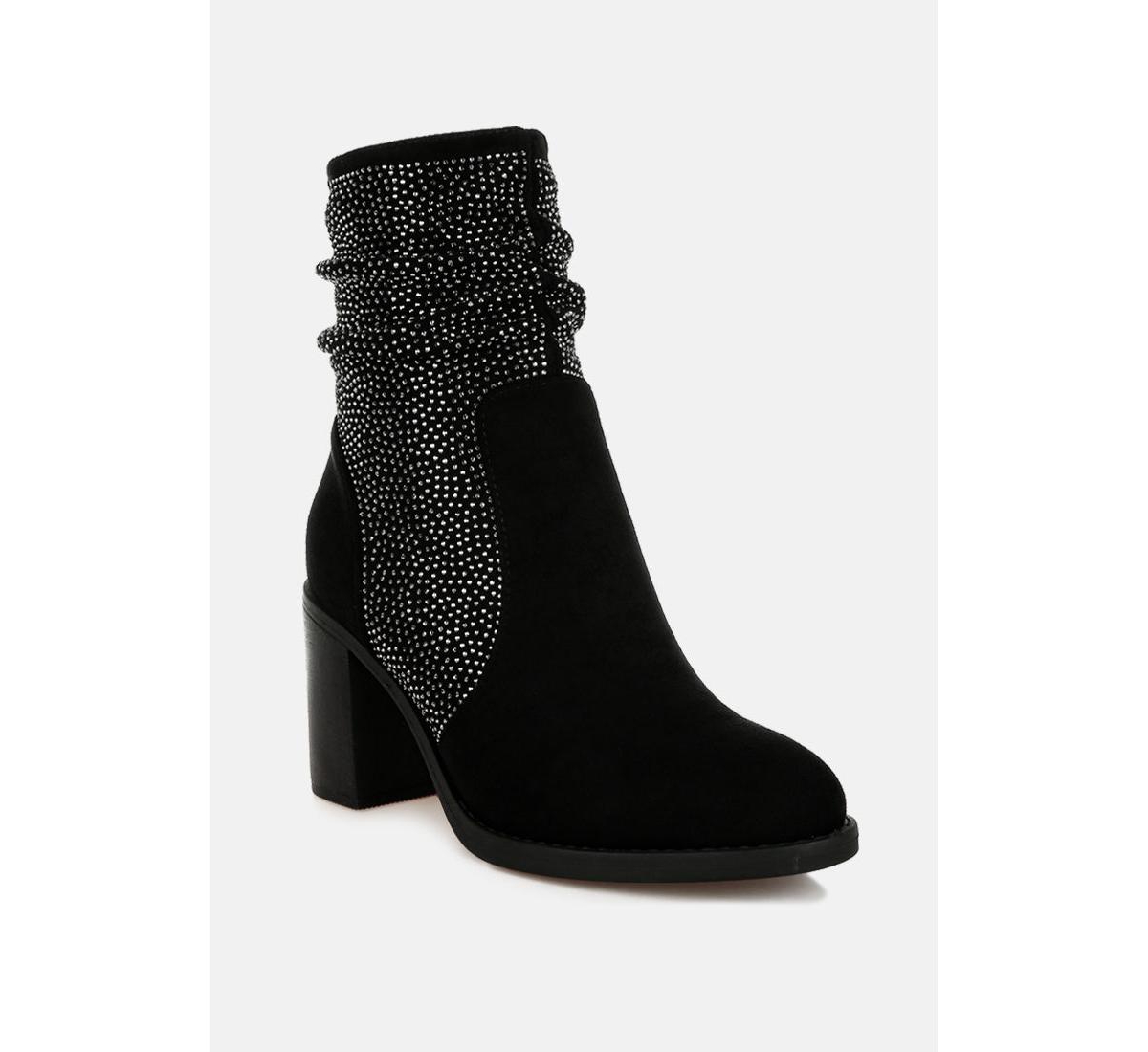 London Rag Chinar Rhinestone Studded Slouchy Ankle Boots