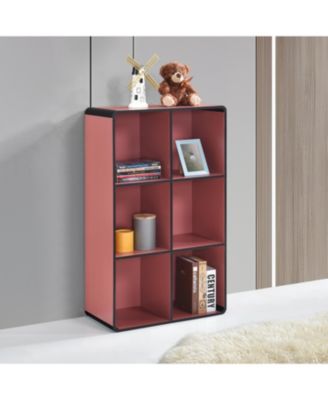 Dothan Wood 6-Cubed Open Bookcase - Storage Shelf Organizer Bookshelf