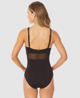 Women's U-Ring Mesh-Inset One-Piece Swimsuit