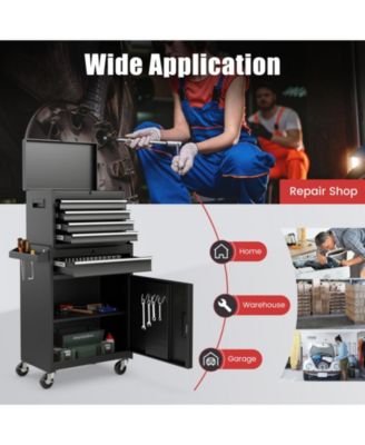 2-in-1 Tool Chest and Cabinet with 5 Sliding Drawers