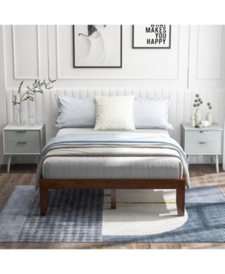 14 Inch Full Size Wood Platform Bed Frame with Wood Slat Support