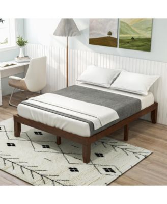 14 Inch Full Size Wood Platform Bed Frame with Wood Slat Support