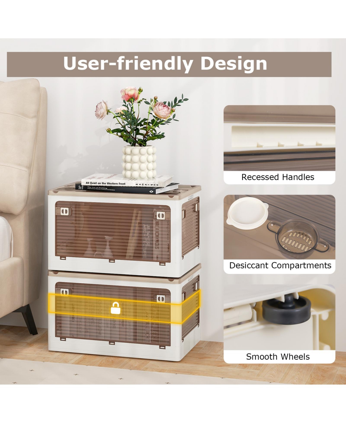 Gouun 3-Pack Stackable Storage Bins with Lids with 5 Opening Ways-11.5
