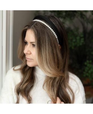 Classic Double Headband Set - Black and Pearl