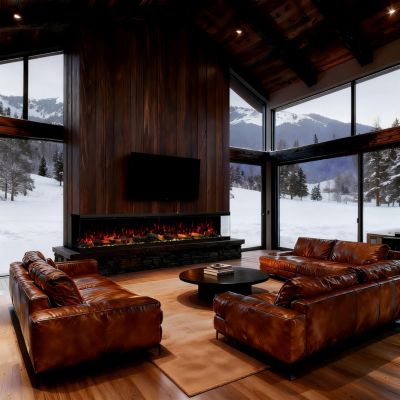 100" 3-Sided Electric Fireplace,Wall Mount/Recessed,WiFi & App Control,RGB Flame,1500W/3000W