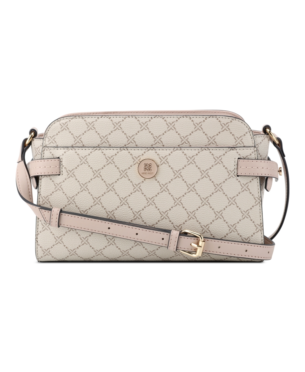 Nine West Nami Top Zipper Crossbody Bag In Mushroom Logo Marble