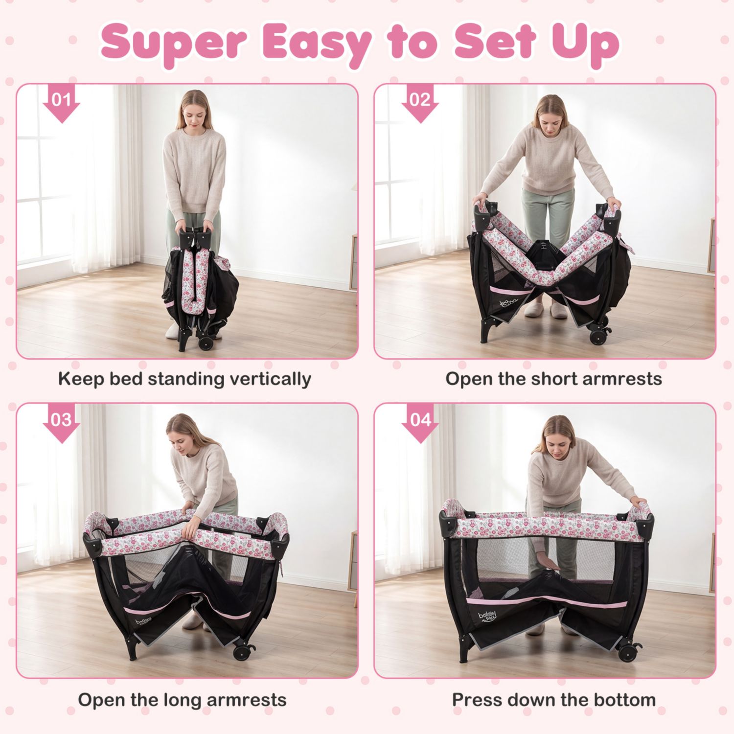 Pack Play Baby Diaper Changing Table 4 in 1 Foldable with Mattress