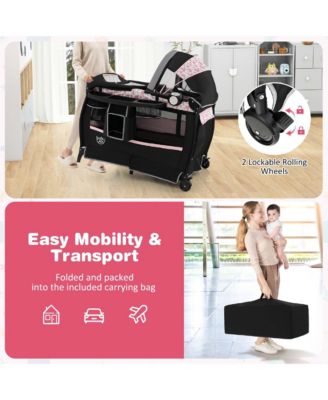 Pack & Play Baby Diaper Changing Table 4 in 1 Portable Foldable with Mattress Carrying Bag