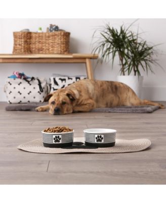 Black Striped Paw Patch Pet Bowl Set/2