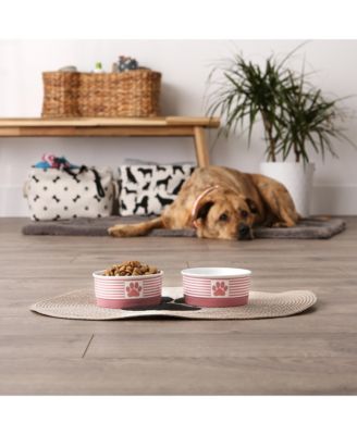 Black Striped Paw Patch Pet Bowl Set/2