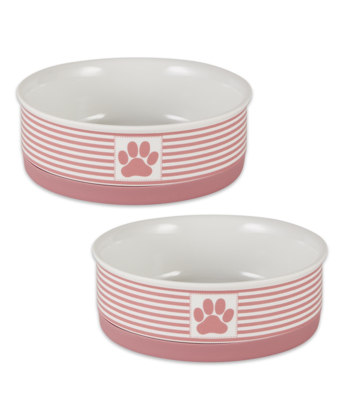Black Striped Paw Patch Pet Bowl Set/2 - Hunter green