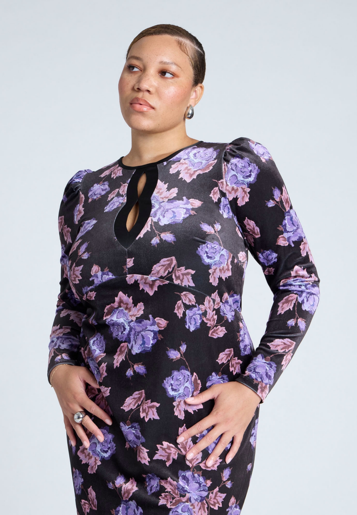 Eloquii Plus Size Printed Velvet Midi Dress