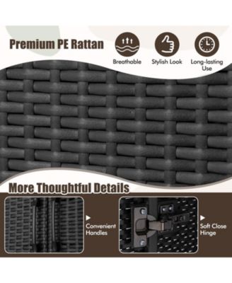 62 Inch Wicker Wardrobe with 2 Doors PE Rattan Closet with Hanging Rod