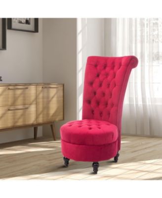 Tufted High Back Plush Velvet Upholstered Accent Chair Low Profile and Stylish Design