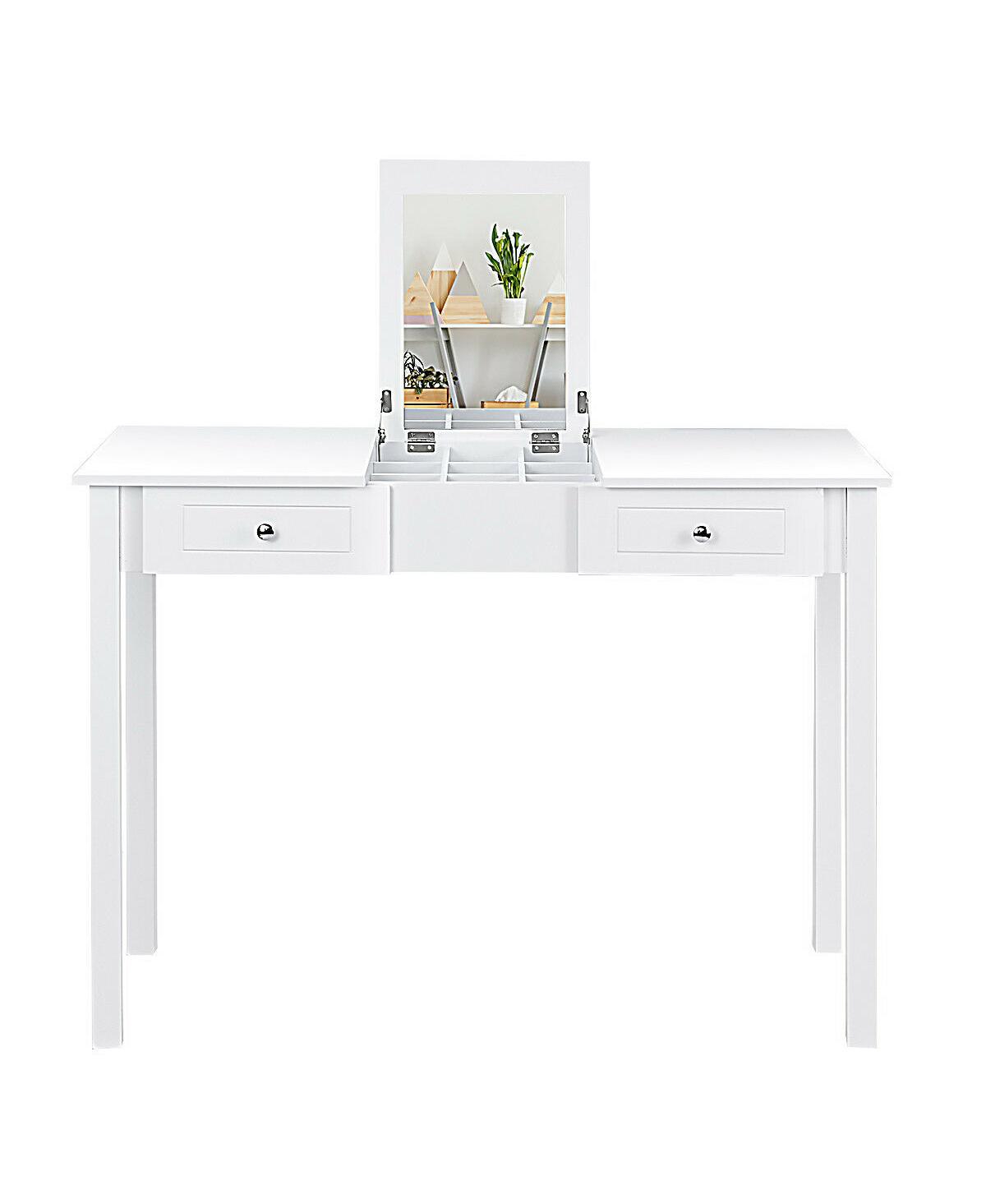 Gouun Modern Vanity Dressing Table with 1 Flip Top Mirror and 2 Drawers