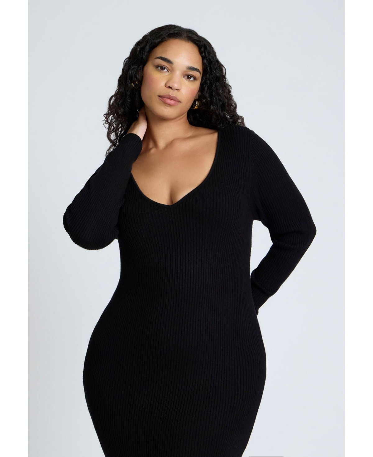 Eloquii Plus Size Pleat Hem V-Neck Dress