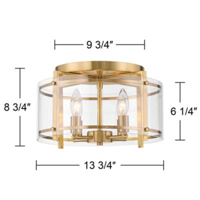 Raye 13 3/4" Modern Semi Flush-Mount Ceiling Light Fixture Kitchen Foyer Drum 4-Light Soft Gold Finish Glass