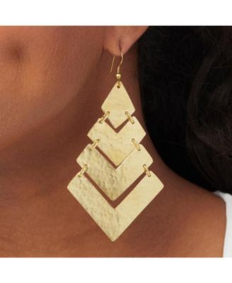 Amina Handcrafted Hammered Brass 14k Gold-Plated Earrings – Bold Kenyan Statement Jewelry