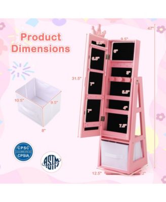 Kids Jewelry Armoire Cabinet with Large Storage Capacity and Swivel Base