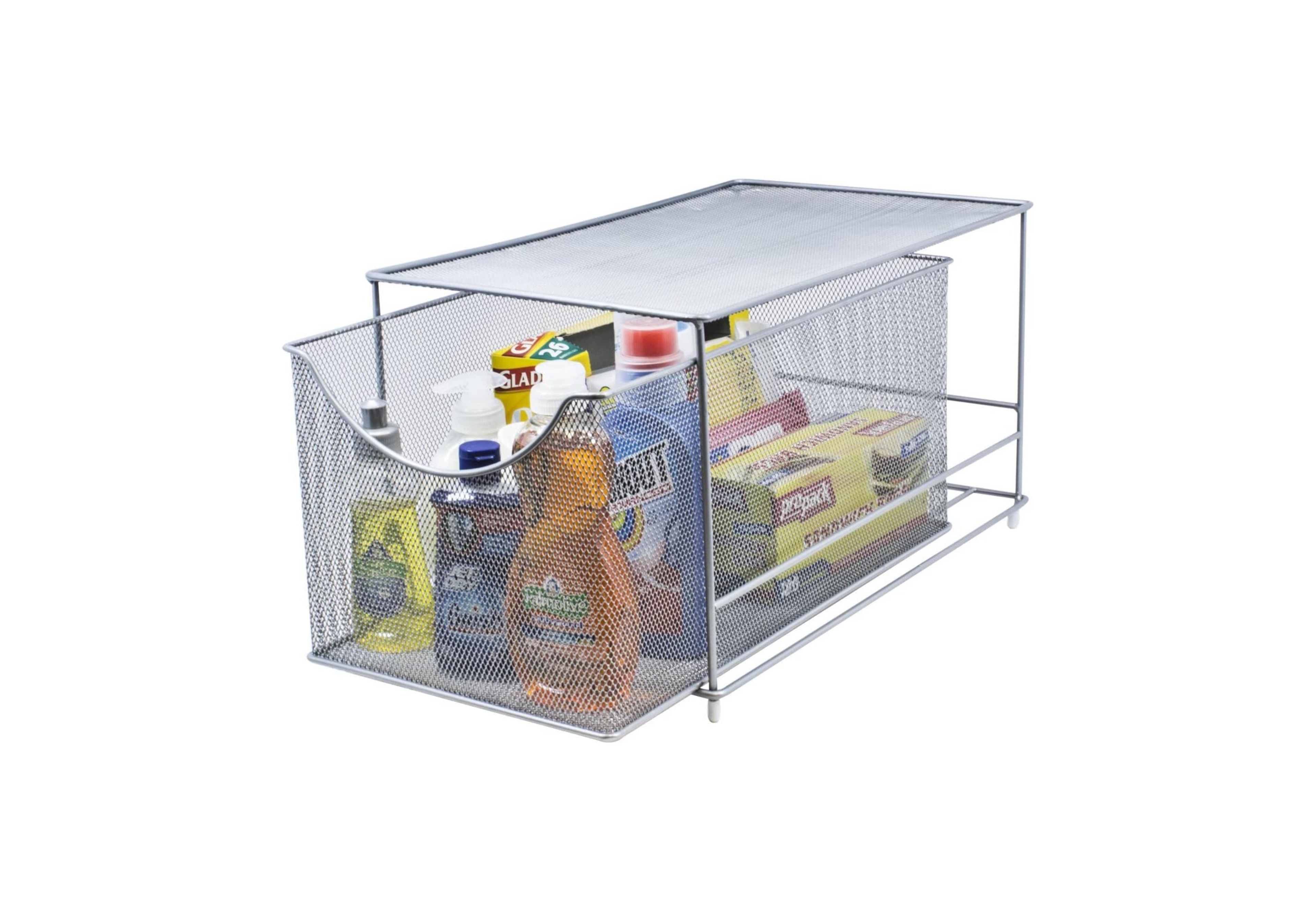 Sorbus Metal Mesh Cabinet Organizer with Pull-Out Drawers - Ideal for Countertop, Cabinet, Pantry, Under the Sink, Desktop and More (Silver 1 Drawer