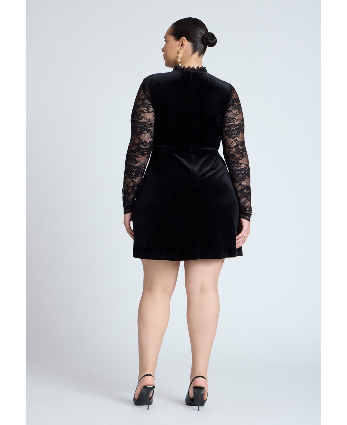 Eloquii Plus Size Velvet Mini Dress With Lace