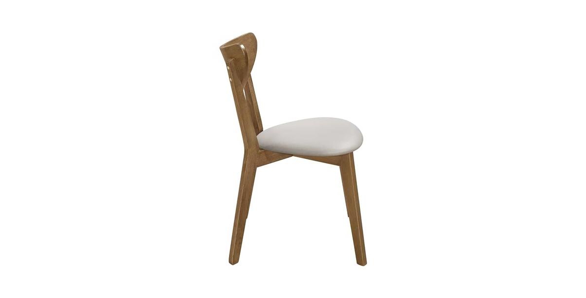 Slickblue Set of 2 - Mid-Century Modern Wood Dining Chair with Faux Leather Seat