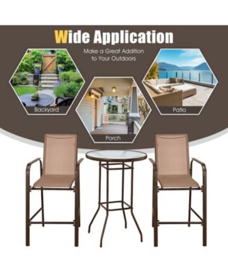 3 Pieces Outdoor Patio Bar Table Stool Set