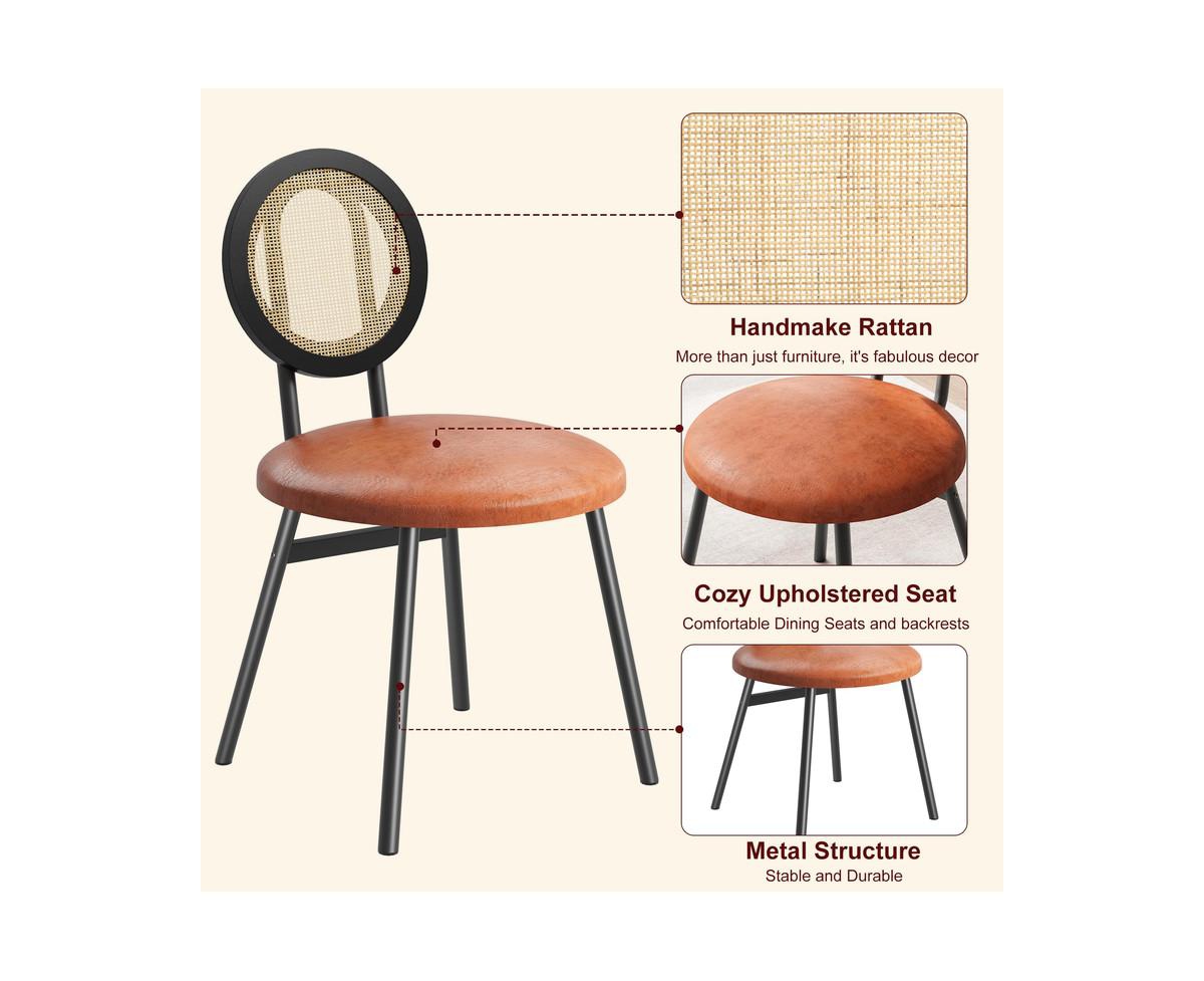 gaomon Dining Chairs Set of 2, Rattan Kitchen with Thicken Upholstered, Modern Room 2 (2, 17“x18.1"x33.1")