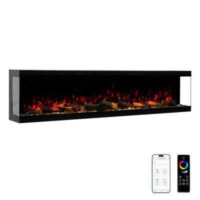 88" 3-Sided Electric Fireplace,Wall Mount/Recessed,WiFi & App Control,RGB Flame,1500W/3000W